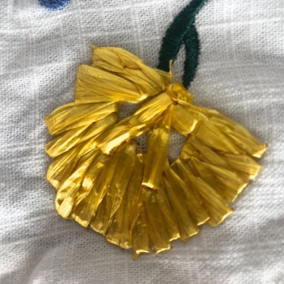 🌼 Club Monaco Embroidered Floral Cotton / Straw Embellished Jumpsuit - Size 2 - Picture 7 of 15